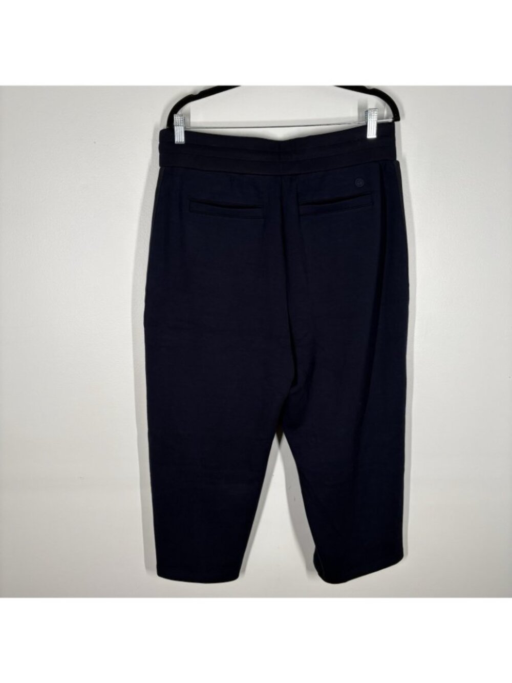 T By Talbots Women 1X Navy Blue AirKnit Stretch Wide Crop Side Stripe Pants NWOT - Picture 7 of 11